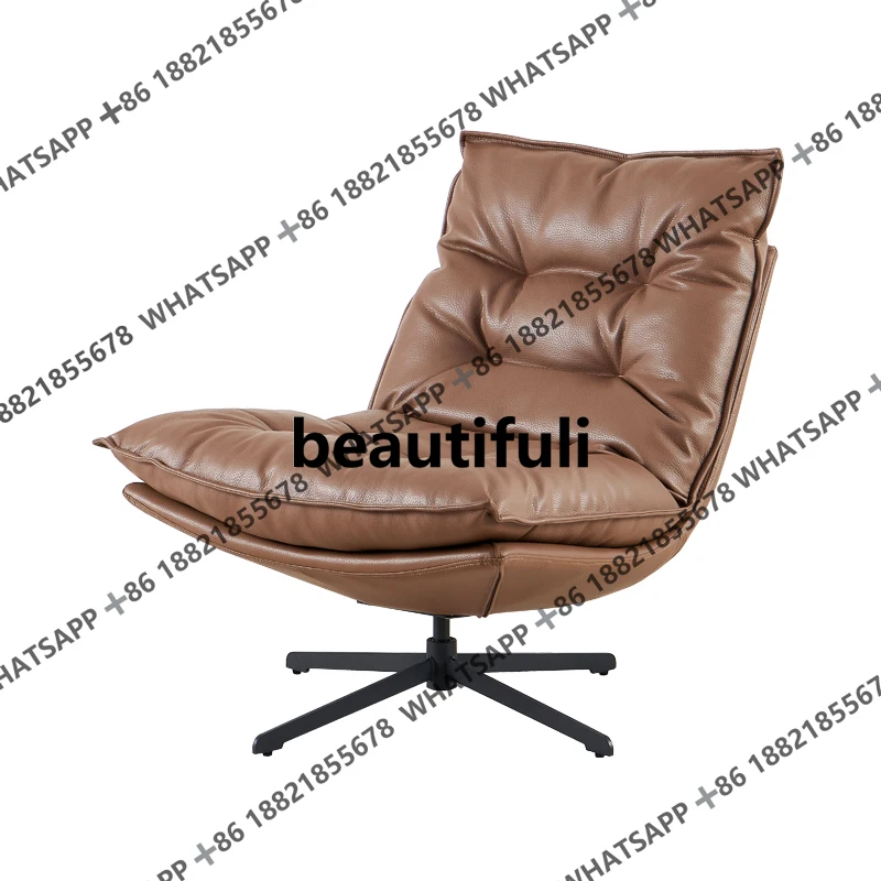 

Минималистичный вращающийся на 360° одиночный диван для гостиной, балкона, повседневный домашний светильник, роскошное высокое кожаное кресло