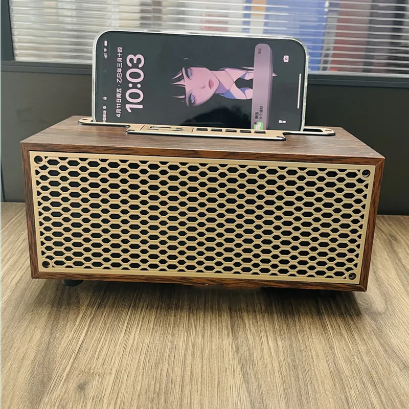 المحمولة FM/AM/SW خمر الخشب الحبوب سمّاعات بلوتوث TWS مضخم صوت لاسلكي راديو FM هدية ستيريو حامل هاتف المحمول Soundbox #1