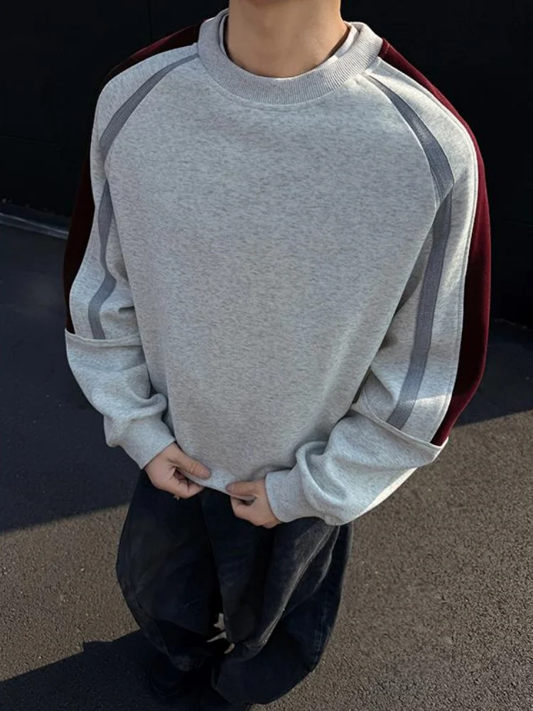 

Мужской свитшот American Splice Color Block с круглым вырезом, весенний, плотный, модный, брендовый, высококачественный, с длинным рукавом