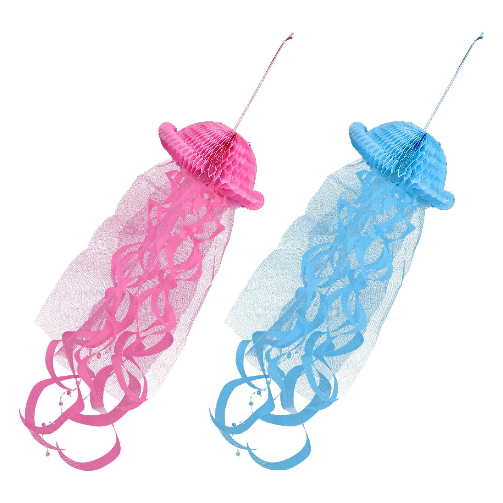 

2pcs Jellyfish Paper Lanterns Honeycomb Hanging Decor Party Scene Pendant Birthday Decoration Diy Themed Light