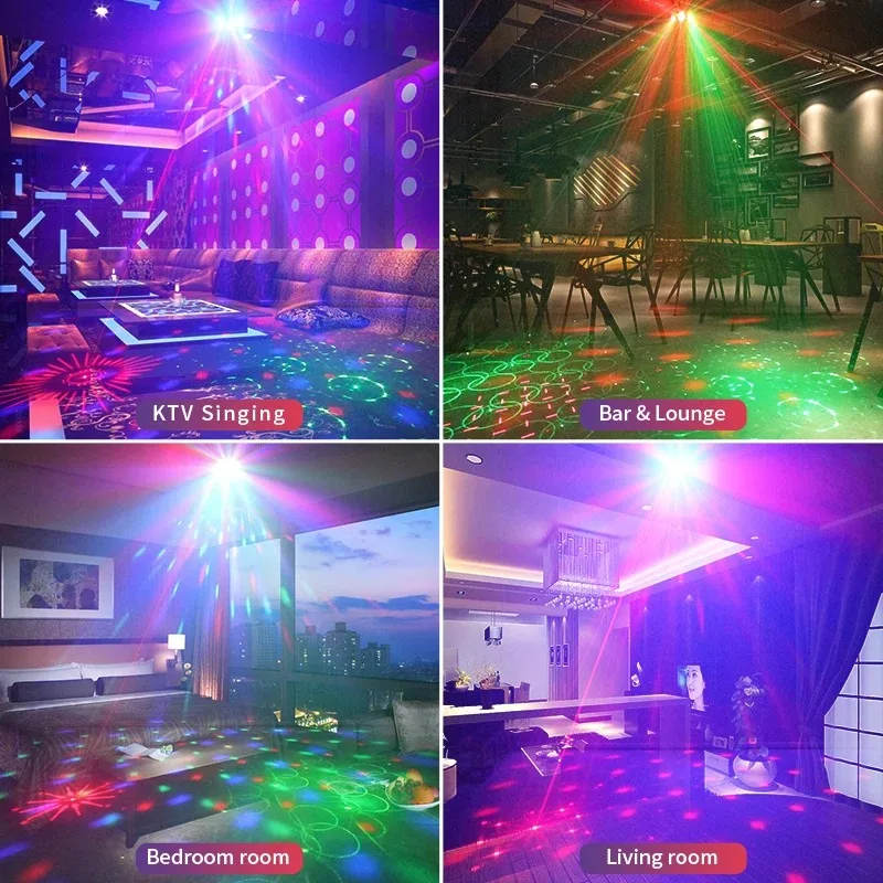 New 6 Eyes Stage Dj Disco Lamp Dmx Projector Sound Activated Parti Lights Laser Party Light for Nightclub Bar Christmas Lighting