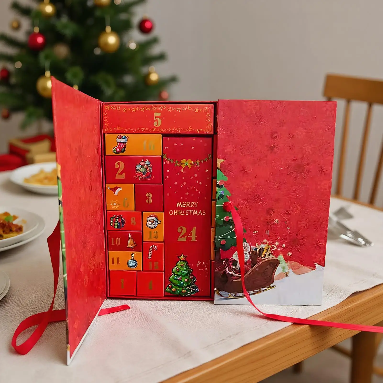 Christmas Countdown Calendar Calendar Advent Box Christmas Printed Box 24-Day Collectible for Adults Kids Kitchen Home Party - Image 4