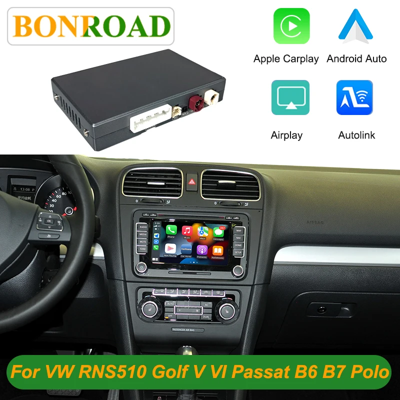 Bonroad Wireless Carplay Android Auto Nachrüst-Kits Modul für Volkswagen Passat B6 B7 Golf 6 RNS510 Serie Airplay Mirrorlink