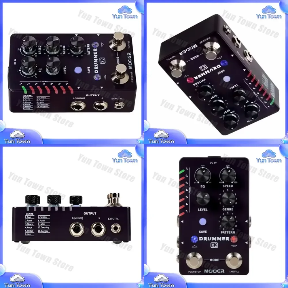 Stereo Drum Machine Effect Pedal for Mooer Drummer X2 with Fill Function Tap Tempo EQ Knob Guitar Effects Pedal for Musicians