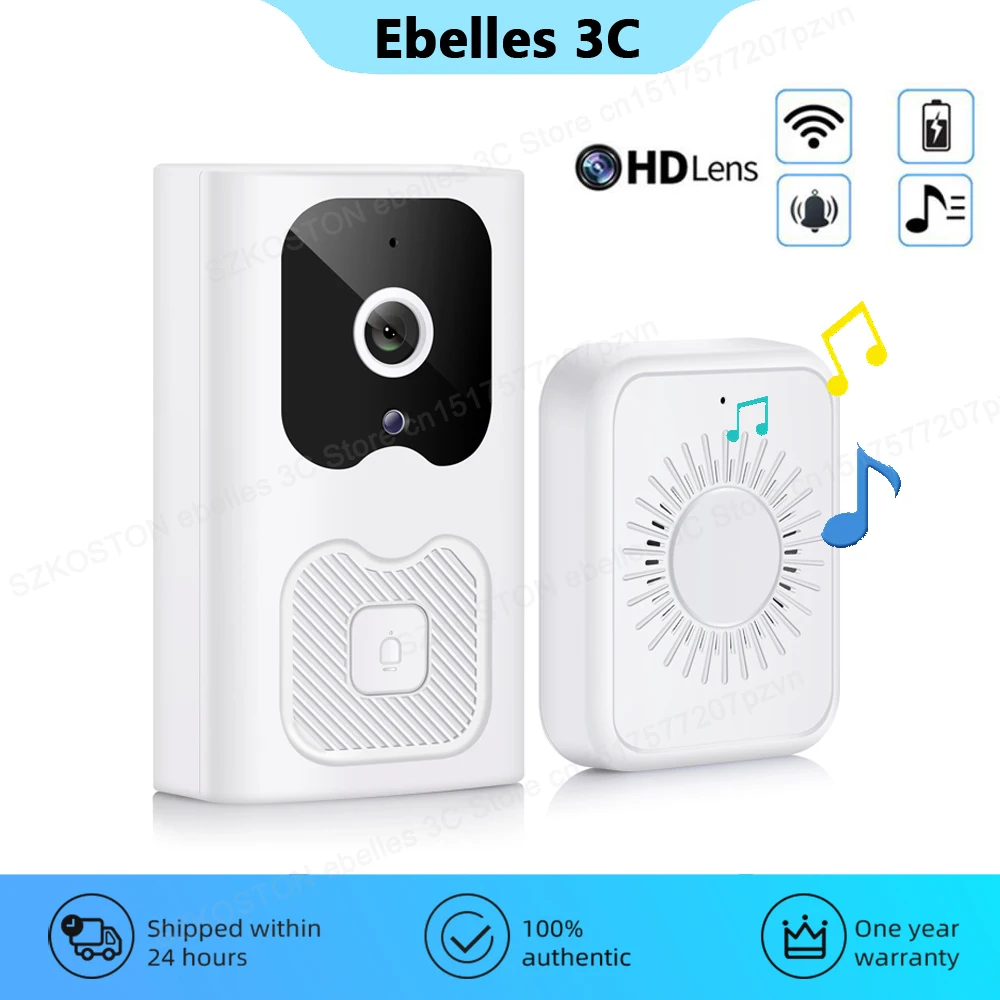 Беспроводной дверной звонок для умного дома, видеозвонок с Wi-Fi и HD камерой ночного видения, охранная защита для жилых помещений