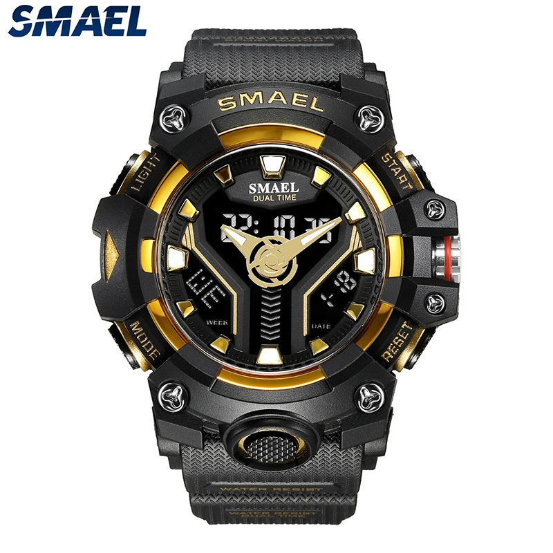 SMAEL 8075 Men’s Dual Time Quartz Analog Digital Sports Water Proof Watch