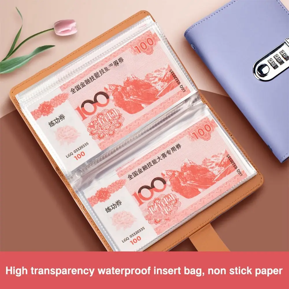 Save Money 100 Envelopes Money Saving Challeng PU Large Capacity Mini Binder Savings Challenge With Password Lock Waterproof