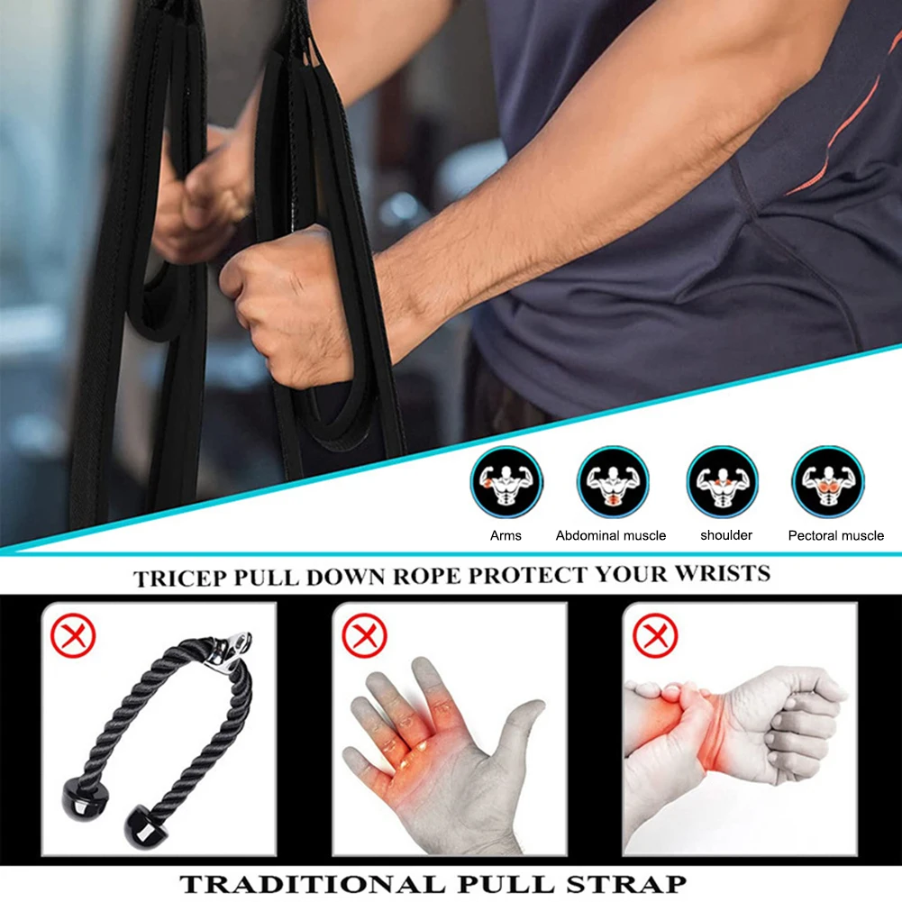 Pulldown Rope Anti-Slip Muscle Training Tricep Rope Cable Multi-Purpose Tricep Pull Down Rope for Facepulls/Push Downs/Crunches