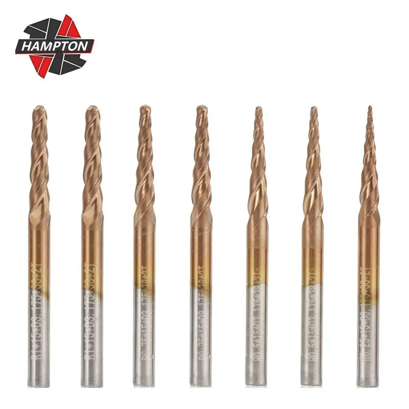 

Wood Milling Cutter 2 Flute TiCN Tapered Ball Nose End Mill 3.175mm Shank Tungsten Carbide Engraving Bit Coated CNC Cutter