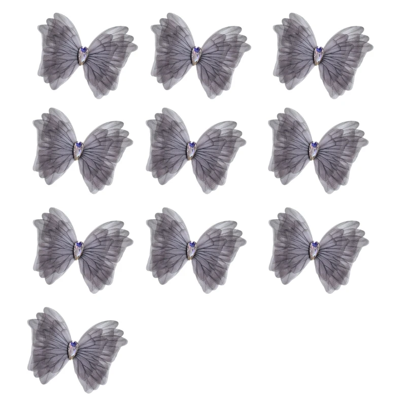 10Pcs Crystal Droplet Butterfly Appliques for Custom Clothing Hair Clip and Children Stage Garment Project Accessories Y166