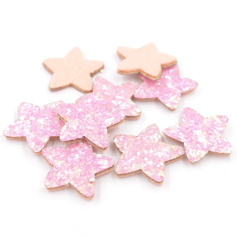 40Pcs Glitter Leather Padded Patches Star Shape Applique for Craft/Clothes/Hairpin DIY Scrapbooking Accessories