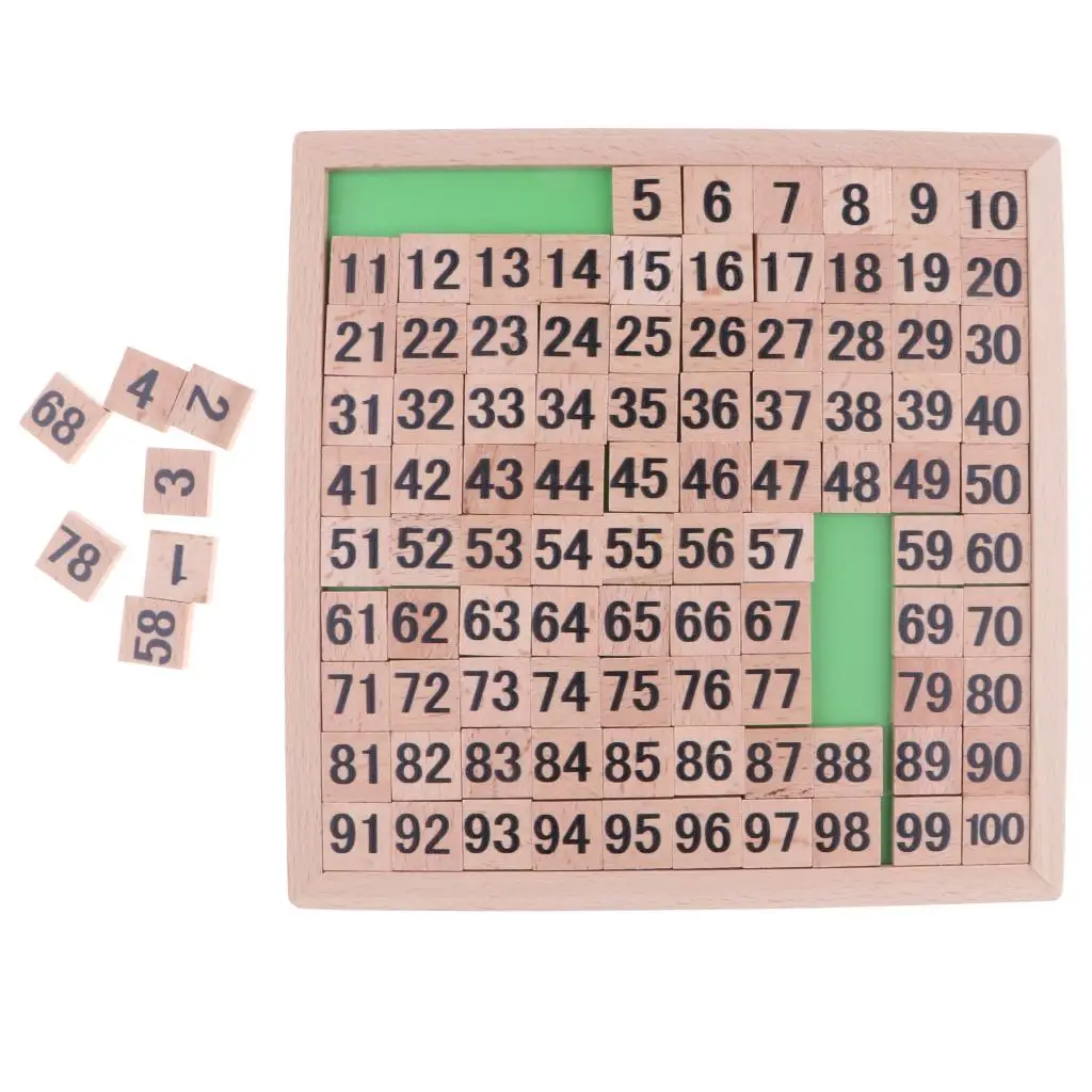 Montessori Wooden Puzzle Toy for Children, 1-100 Consecutive Numbers Montessori Wooden Puzzle Toy for Children, 1-100 Consecutive Numbers