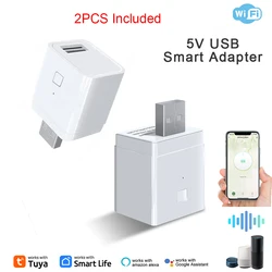 2 pezzi Tuya Smart Micro USB Adattatore Interruttore 5V WiFi Mini USB Adattatore di alimentazione Funziona con Alexa Hey Go Ogle Alice per l'automazione domestica