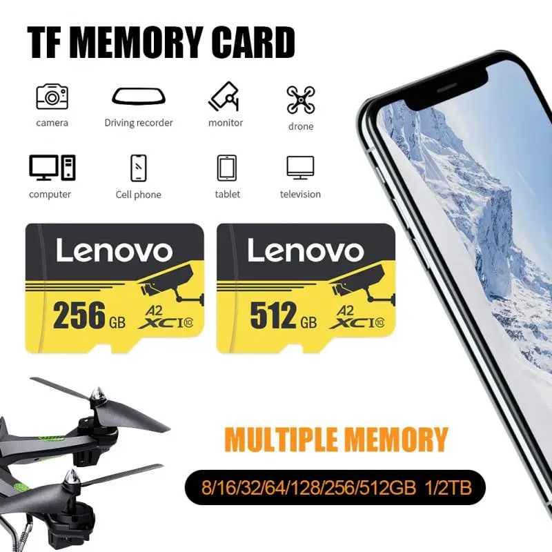 Scheda SD Lenovo Micro TF originale 2TB 512G 256GB 64GB 32GB TF Flash Memory Card registratore di guida Cam ad alta velocità cartao De Memória