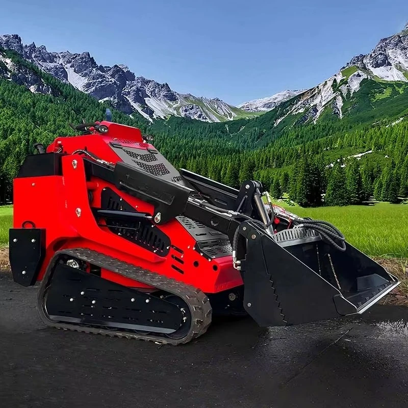 Narrow Frame Skid Steer Loader Zero Turn Flexible Operation Hydraulic Bucket Farm Chicken House Warehouse Indoor Material