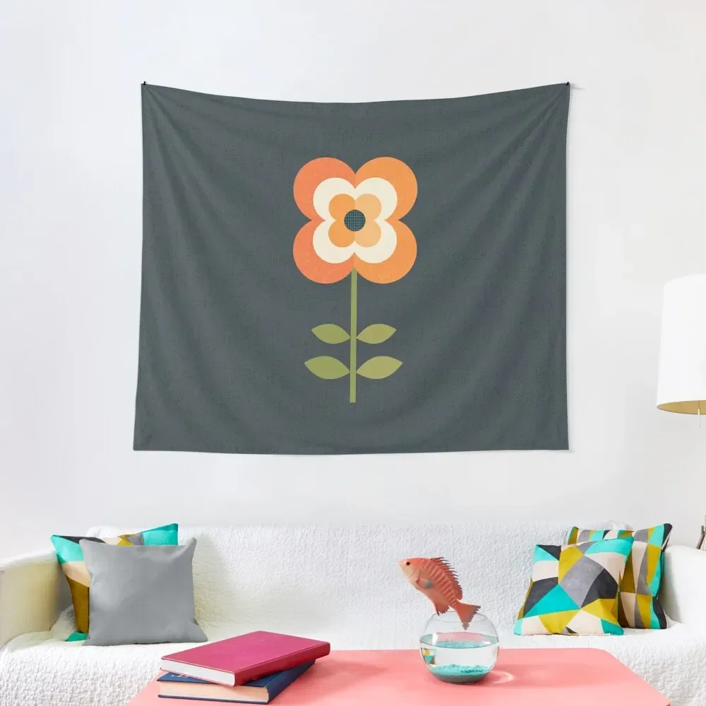 

Retro Flower - Orange and Charcoal Tapestry Decoration Aesthetic Korean Room Decor Bedroom Decor Decorations For Room Tapestry