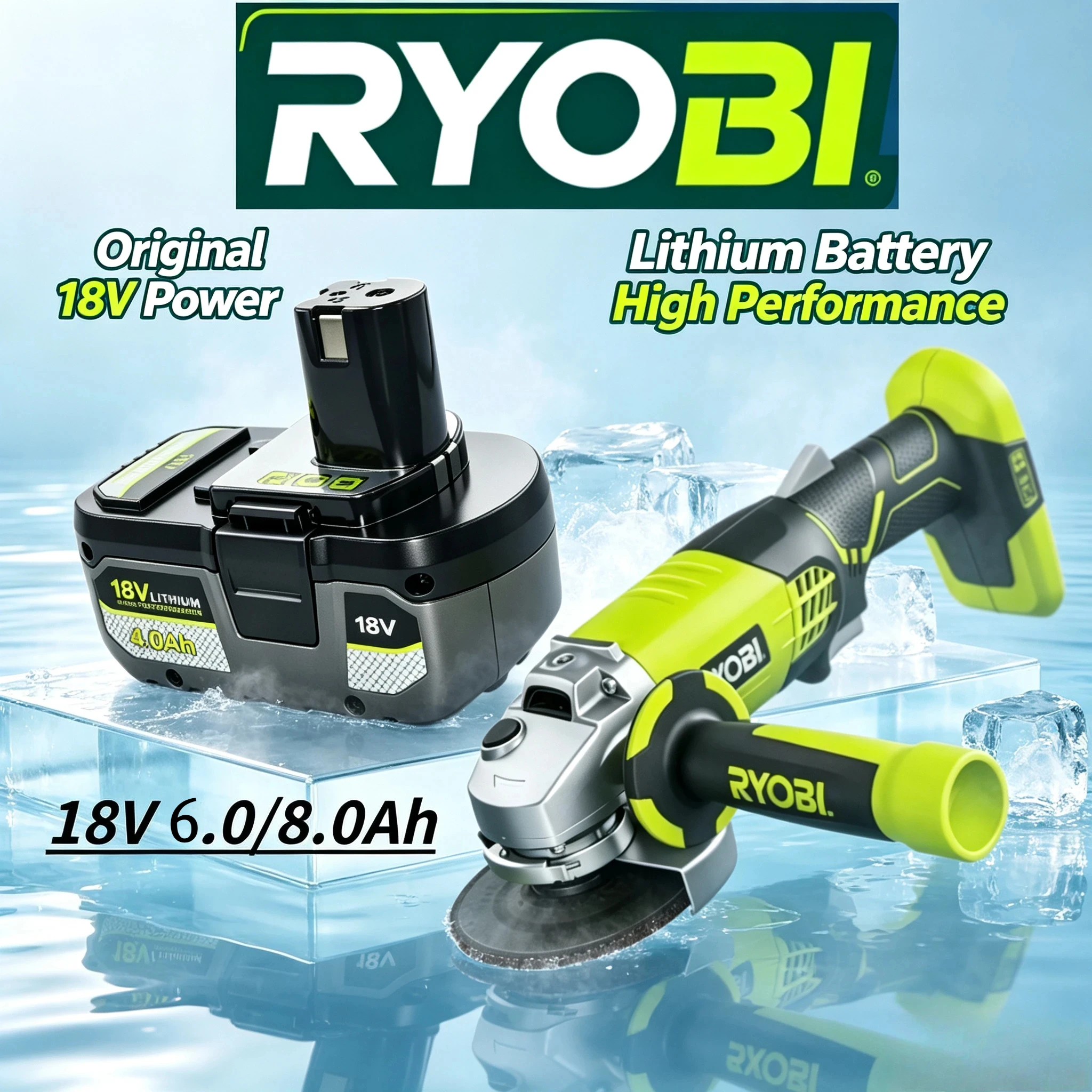 RYOBI 18V 6.0Ah Li-ion Battery, P104 P107 RB18L50 RB18L20 P108 High Capacity Rechargeable Battery,Multifunctional Battery