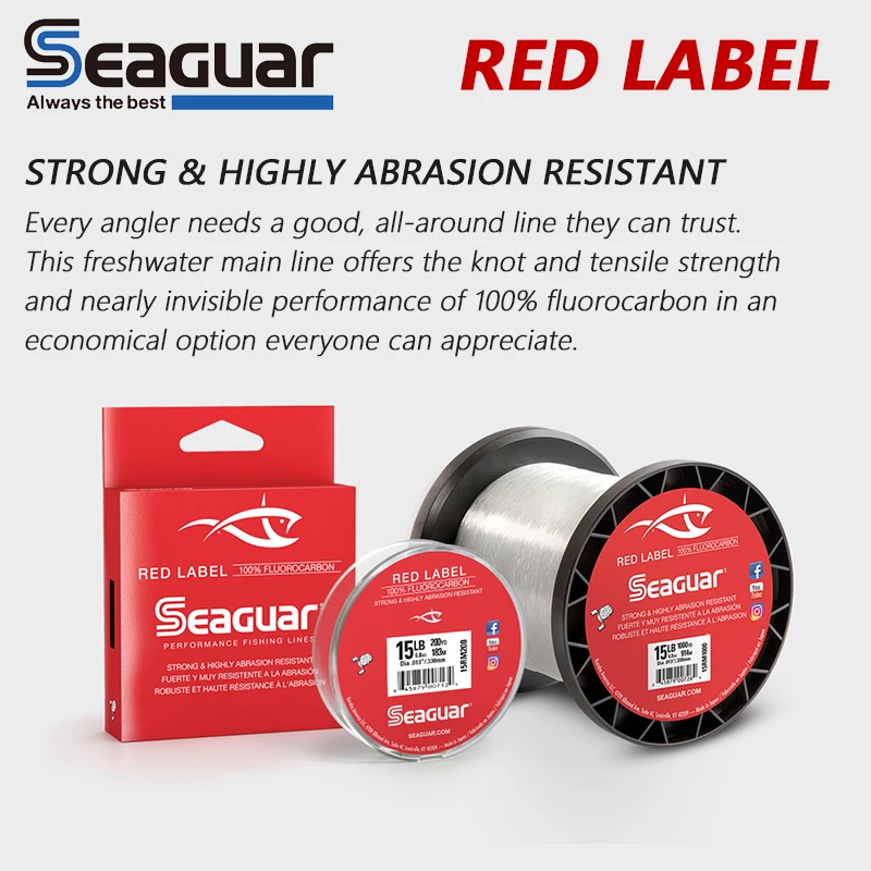 Seaguar Red Label Fluorocarbon 100% Japan Original Shock Leader Fishing Line Fluorocarbon Leader Line Monofilament Carp Wire