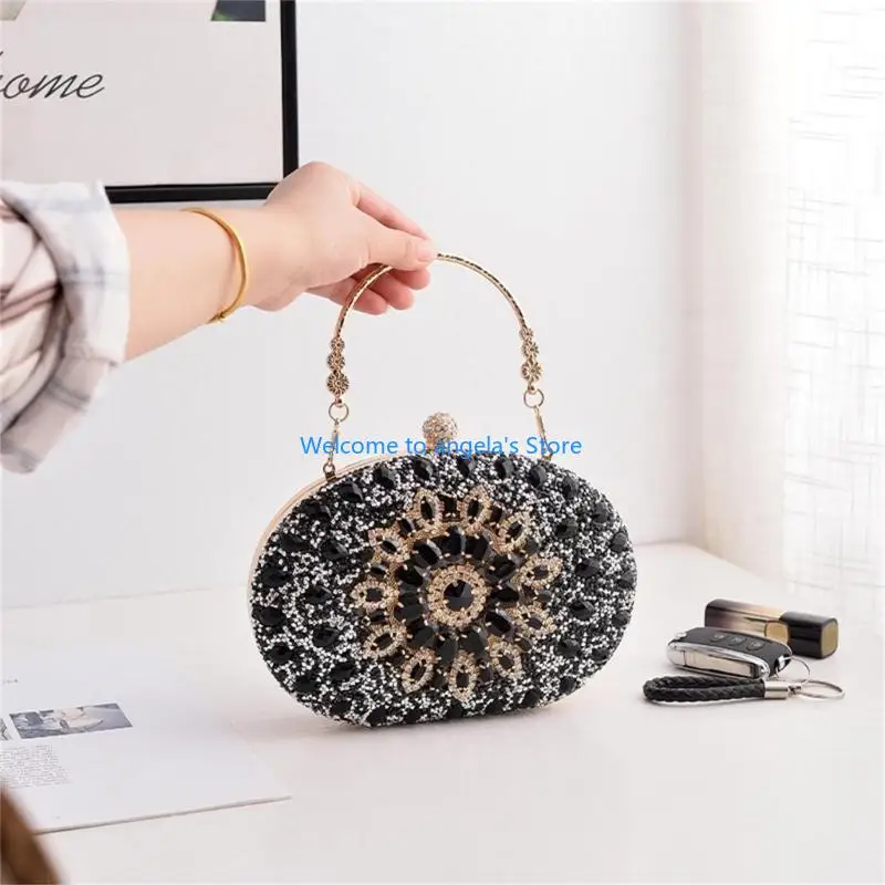 

X4YC Classical Diamond Encrusted Evening Purse Fashionable Clutch Handbag for Women