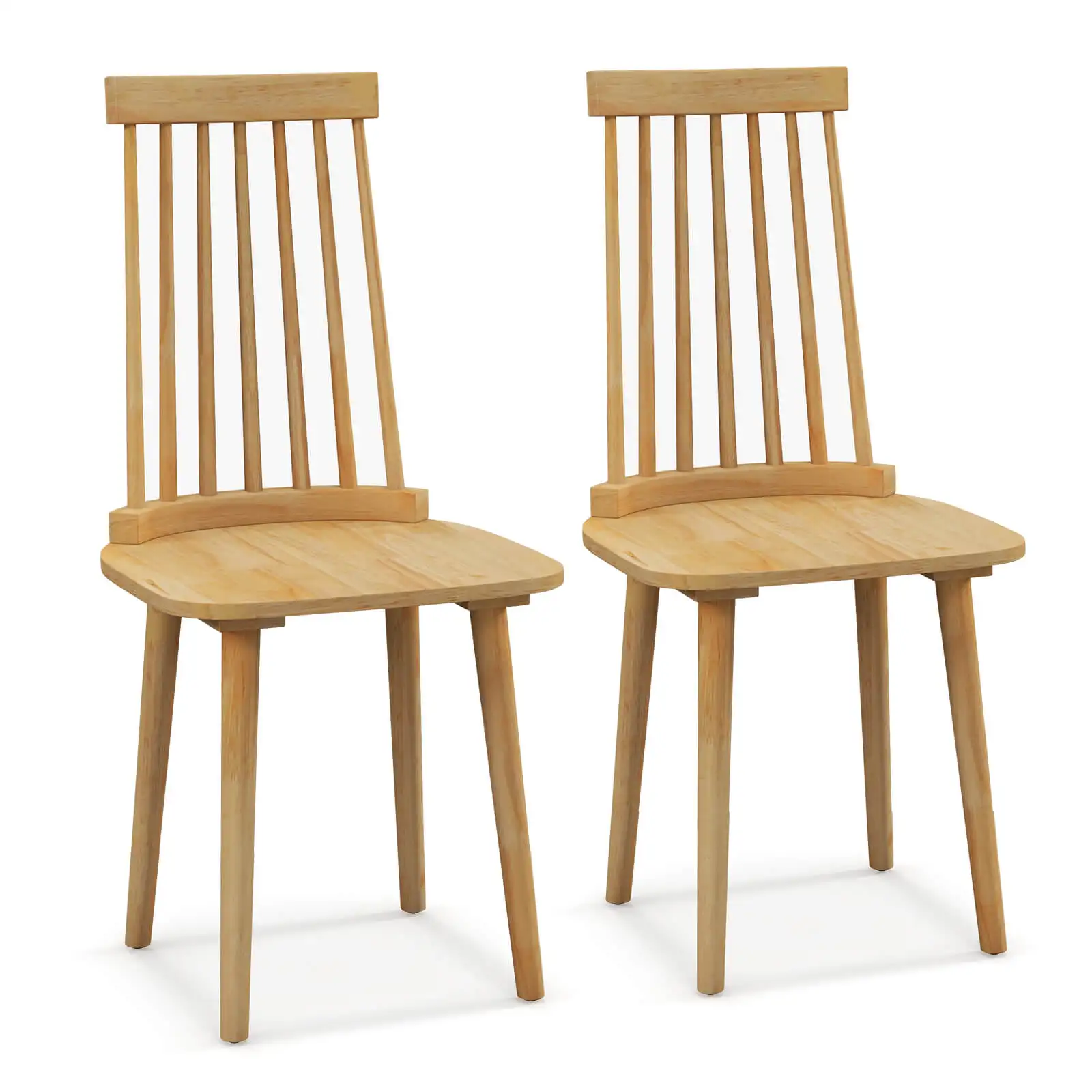 Windsor Dining Chairs Set of 2 Dining Chairs with High Spindle Back Natural