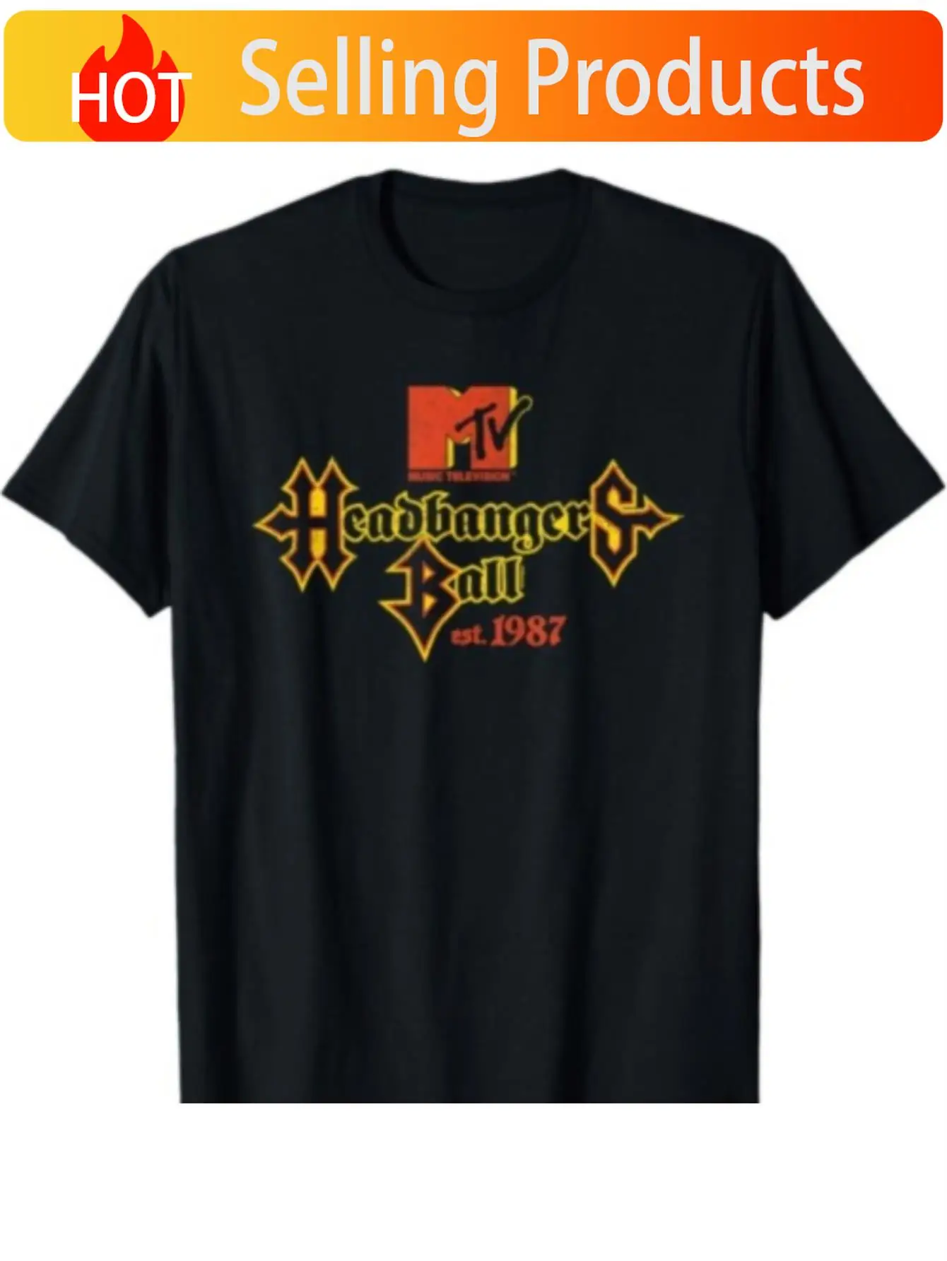 Men's retro swing head concert t-shirt-1987 heavy metal music pattern t-shirt retro design gold letters short sleeve round neck
