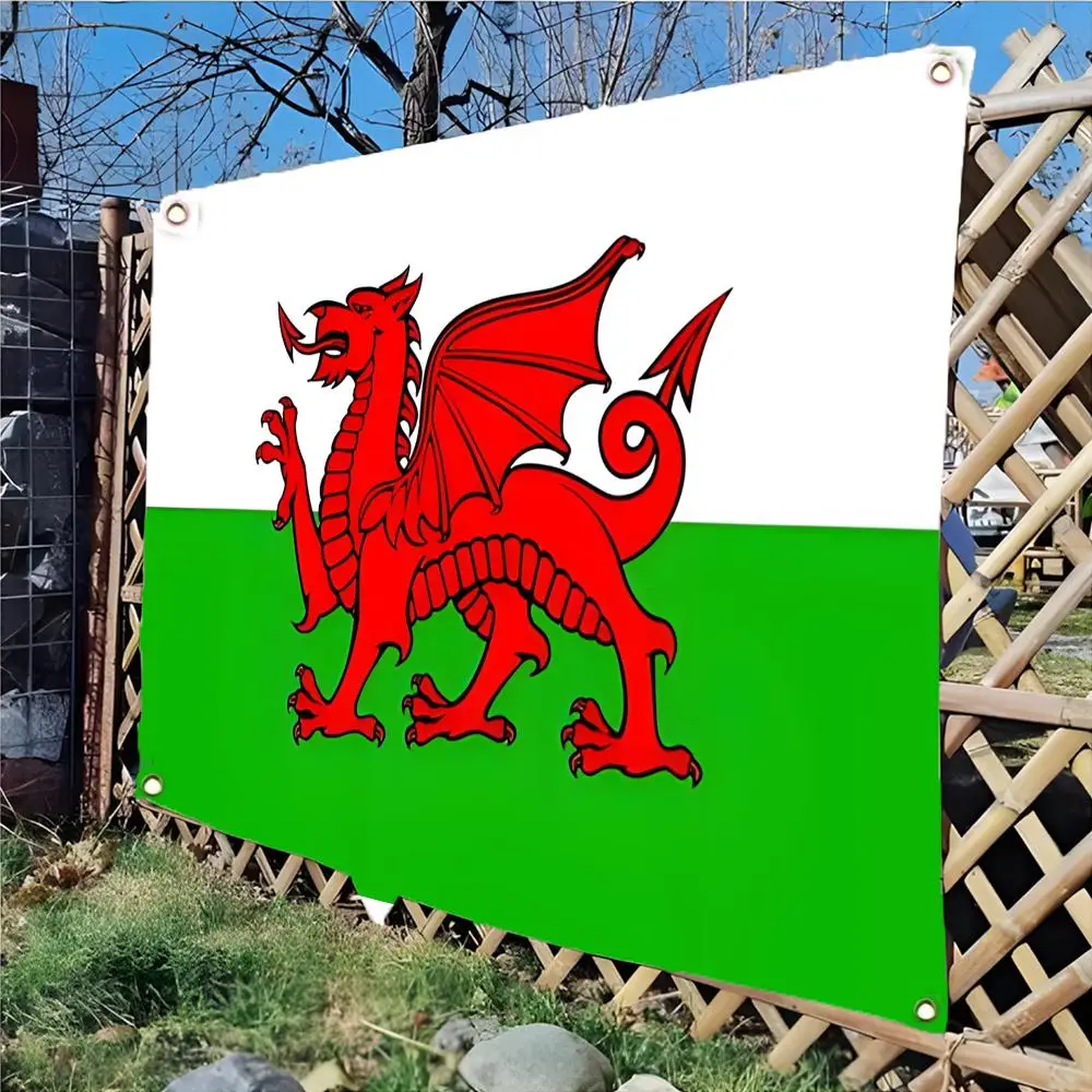 nation token pendant W-Welsh Dragon Flags Daily four ring borderless design indoor outdoor decor easy hang install
