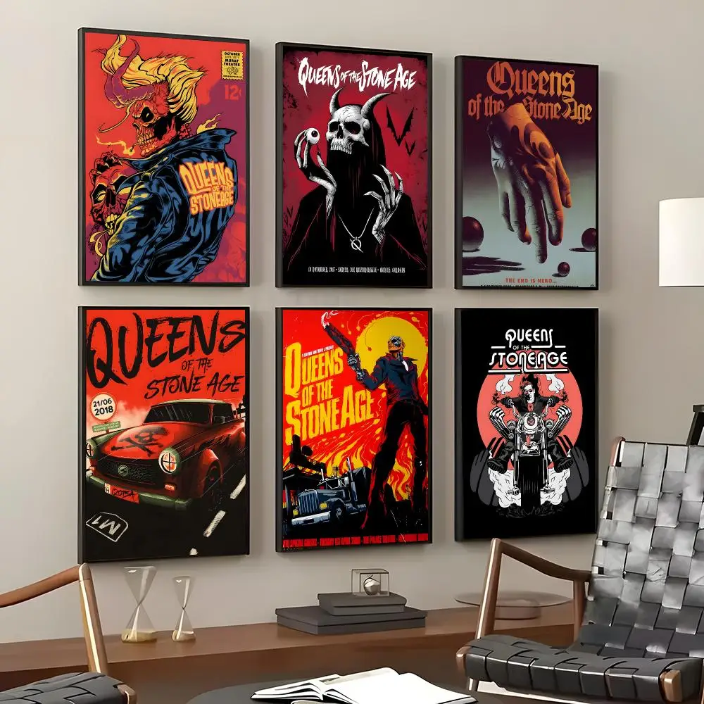 Band Queens of the Stone Age Poster Self-Adhesive Waterproof Wall Stickers Coffee Bar Home Wall Decor