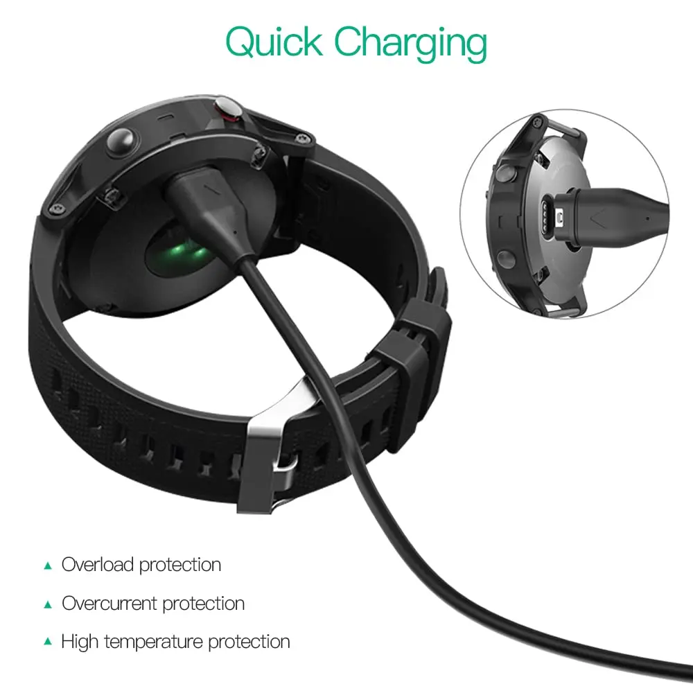 USB Charging Cable For Garmin Vivoactive 3 charger 4s 935 Venu Sq 945 245 Fenix 5S Charger 5 5X Plus 7 6 6S 6X Pro Plug Cover