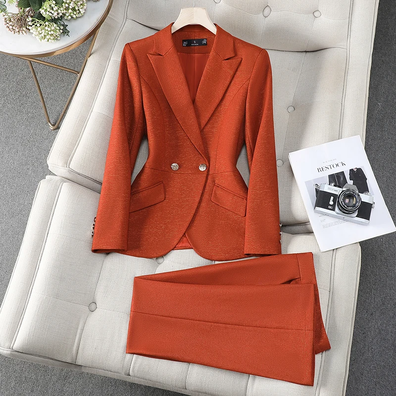 ZJYT Elegant Office Lady Formal Blazer Pants Set for Woman 2 Pieces Matching Sets Autumn 2025 Commuter Jacket and Trousers Suit