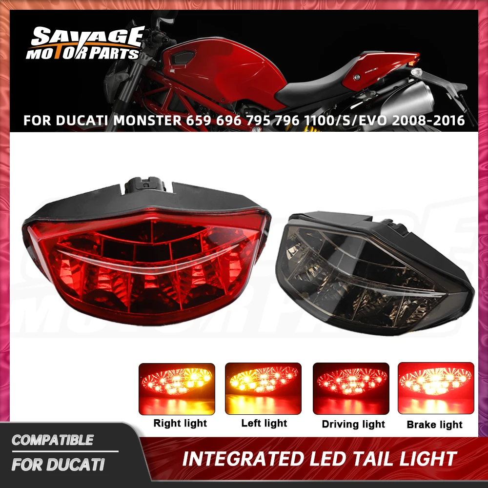 For DUCATI Monster 659 696 795 796 1100/S/EVO Motorcycle LED Tail Light Rear Brake Stop Lamp Integrated Turn Signal Flashing