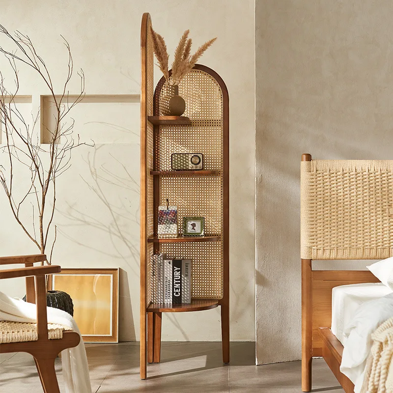 

Japanese-style rattan corner cabinet corner cabinet rack modern simple decorative triangular corner storage