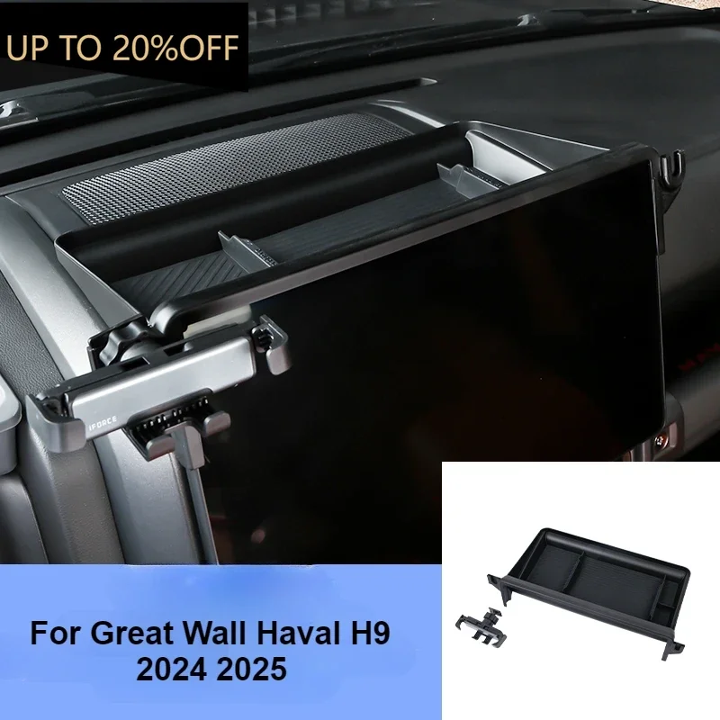 

For Great Wall Haval H9 2024 2025 Screen Back Storage Box with Phone Holder Instrument Organizer Tray Interior Accessories