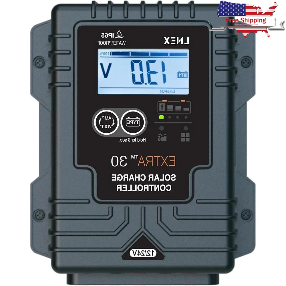 

Водонепроницаемый контроллер заряда солнечной батареи 30А с отрицательным заземлением 12 В 24 В ШИМ-регулятор с ЖК-монитором Датчик температуры Многозащитный