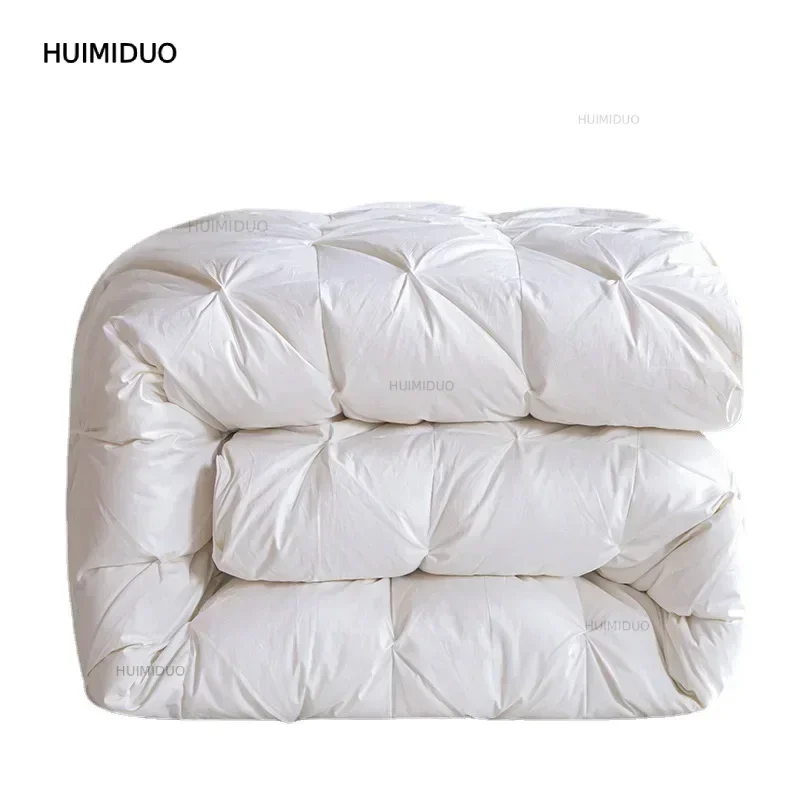 Temperature Controlled Down Quilt, White Goose Down Quilt, Single Person Cotton Quilt with Thickened Core for Warmth and Comfort
