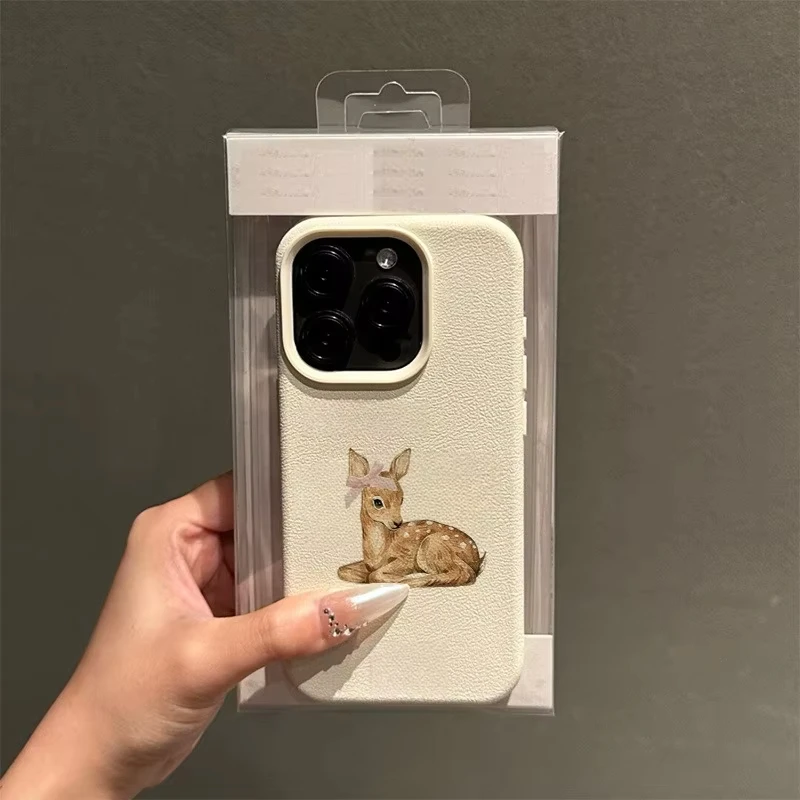 Deer Lichee Pattern Simple Retro Phone Case For iPhone 16 15 14 13 12 11 Pro Max XS X XR 16 Plus Shockproof Candy Bumpper Cover - náhled 3