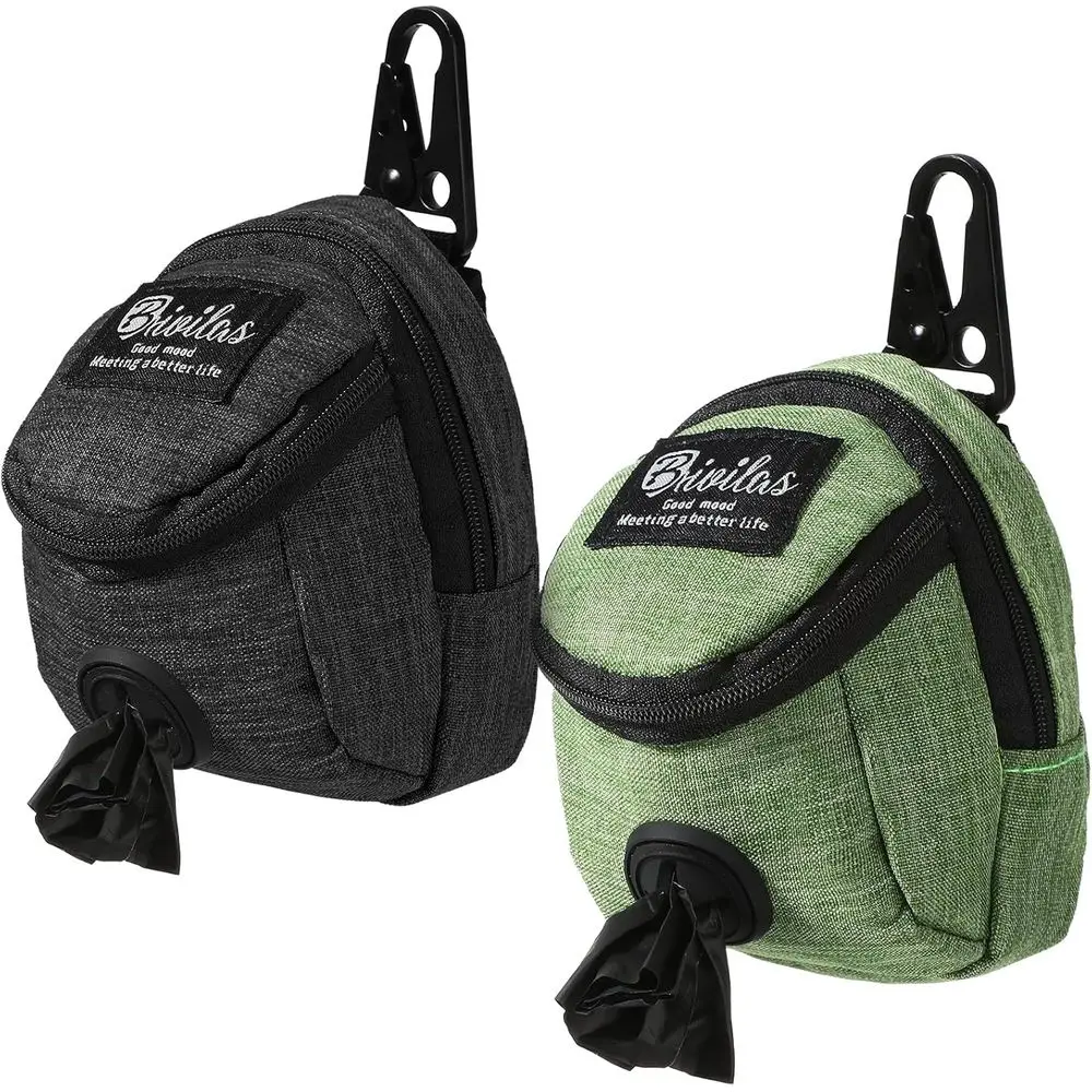 

2-Piece Dog Waste Holder with Zipper and Metal Button, Outdoor Dog Poop Bag Dispenser