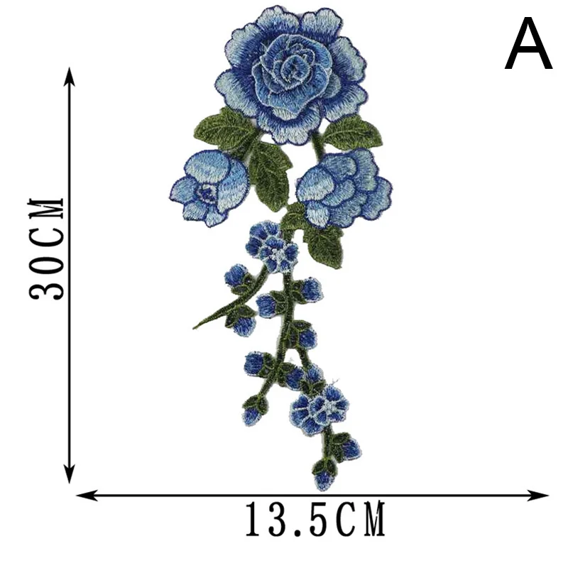 1PC toppe ricamate fai da te toppe ricamate floreali colorate stringa lunga fiori vestiti adesivo ferro sulla toppa