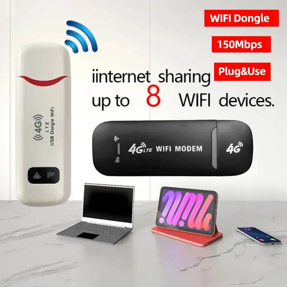 

USB-модем 4G LTE, 150 Мбит/с, беспроводной сетевой адаптер для ноутбуков и ПК, разблокированный Wi-Fi роутер/точка доступа