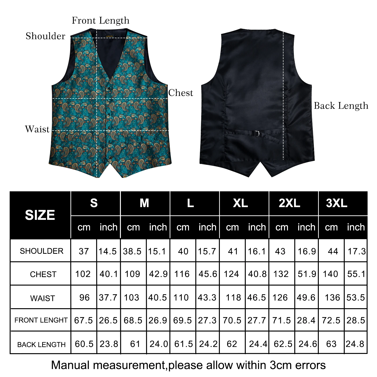 Novo verde-azulado paisley 100% seda vestido formal colete terno masculino colete gravata broche bolso quadrado conjunto para smoking dibangu