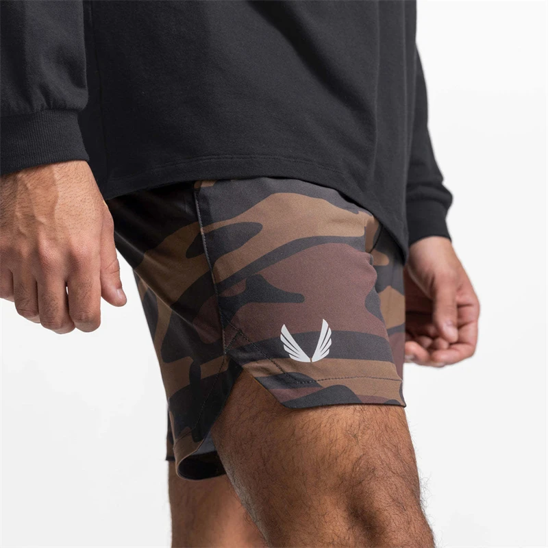 2022 summer new quick-drying men\'s sports shorts thin printed casual pants beach swimming trunks gym workout sports pants