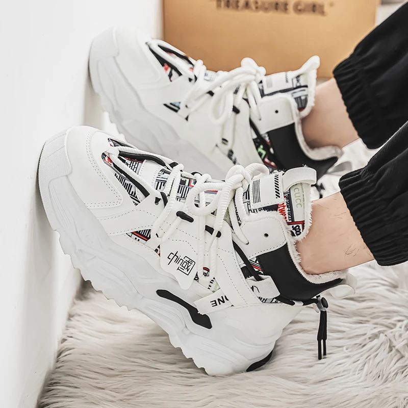 

2025 New Casual Sports Trendy Comfortable Thick Bottom High Top with Thick Velvet and Warmth Winter Cotton Shoes for Men