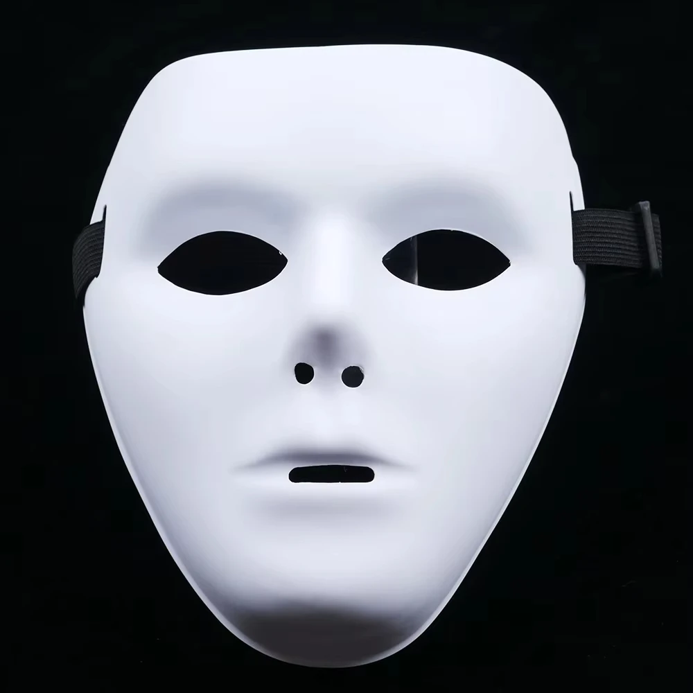 Halloween Pvc White Face Mask Hip-Hop Men's And Women's Dance Eyemasks Party Cosplay Costume Wedding Decoration Prop Hand-painte image 3
