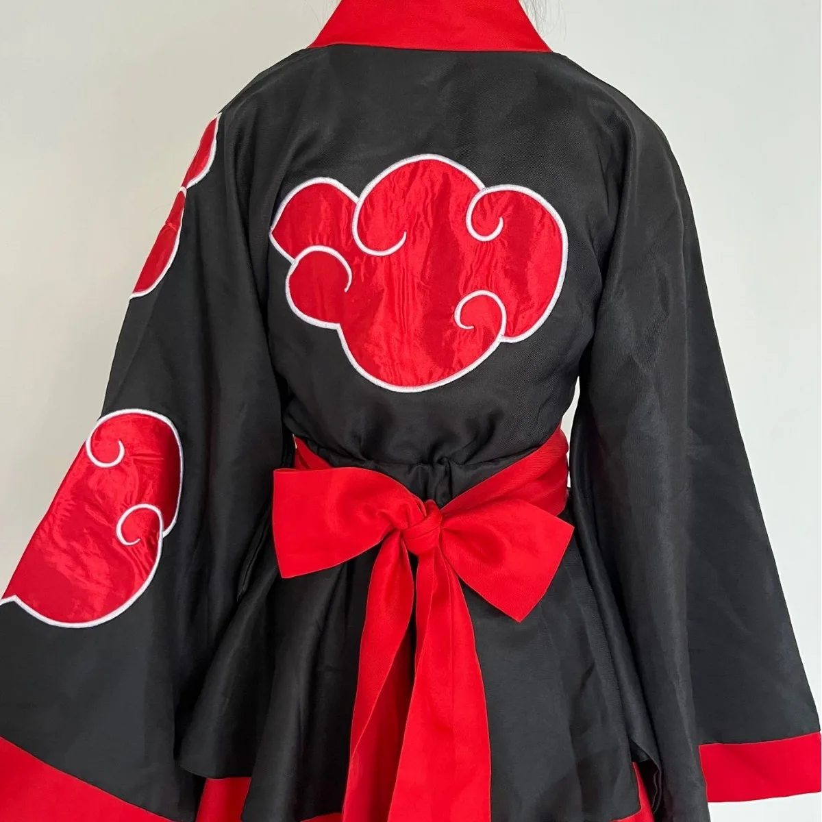 Sexy Japanese Kimono Red Cloud Design Anime Cosplay Natuto Yukata Haori Skirt Samurai Halloween Costume Party Game Photoshooting