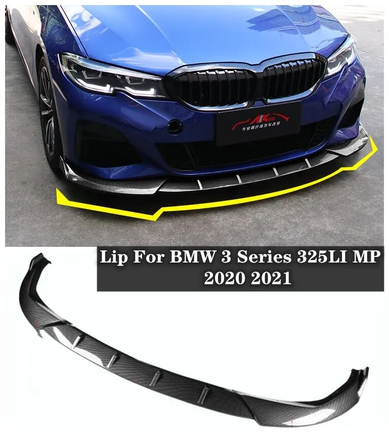 

For BMW 3 Series 325LI MP 2020 2021 2022 High Quality ABS Black & ABS Carbon Fiber Bumper Front Lip Protector Cover