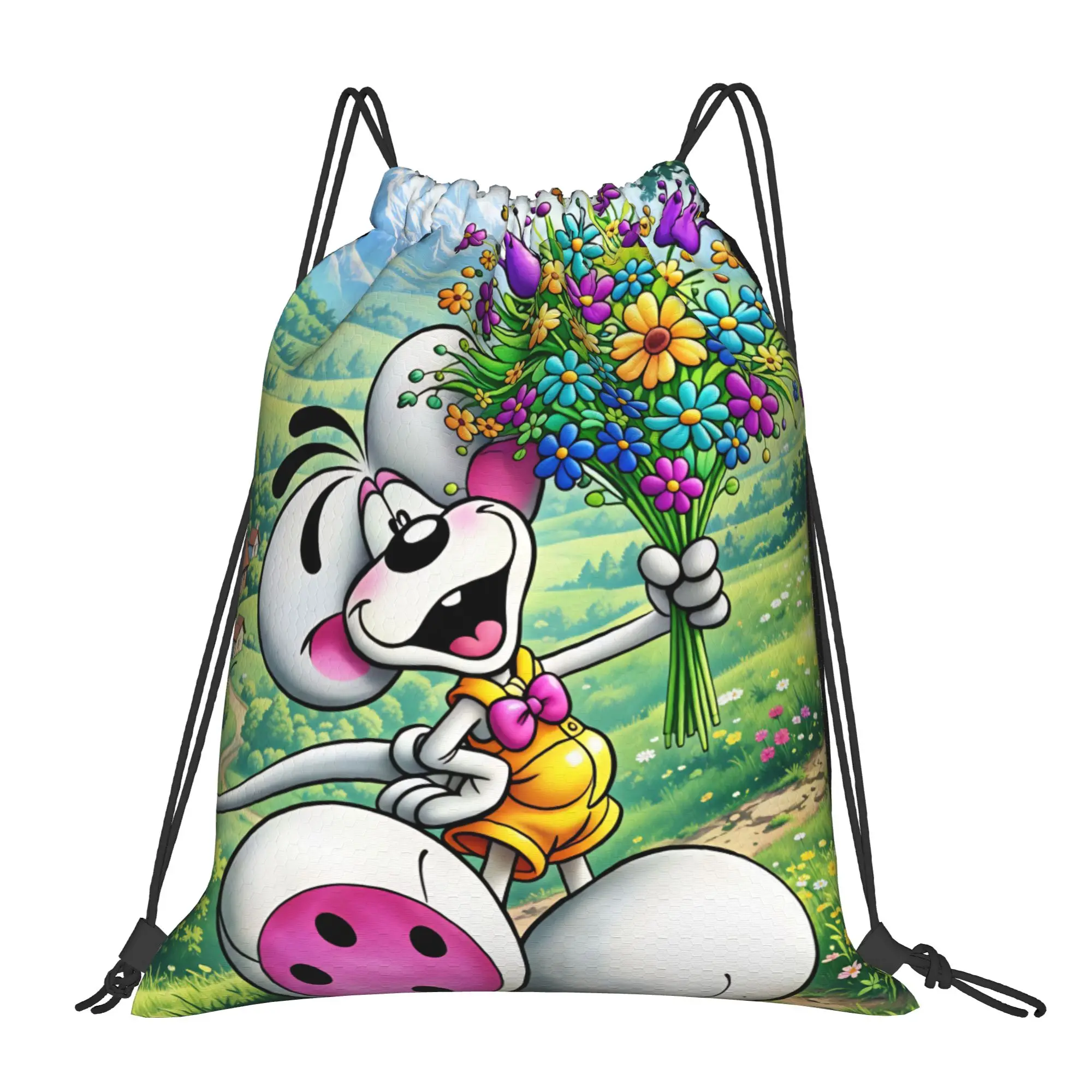 Cartoon D-Diddl Drawstring Bag  Folding Minimalist Backpack Travel Sackpack String Bags For Women