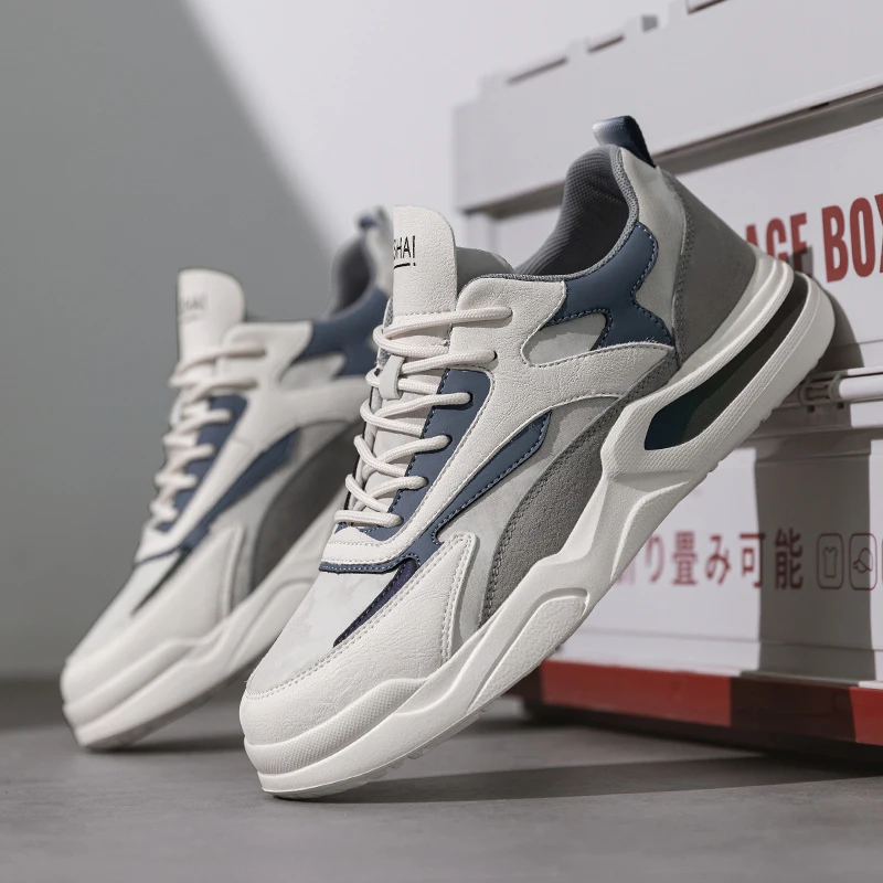 

Мужские кроссовки 2026, новые спортивные кроссовки на открытом воздухе, модные кожаные противоскользящие износостойкие повседневные кроссовки высокого качества для мужчин