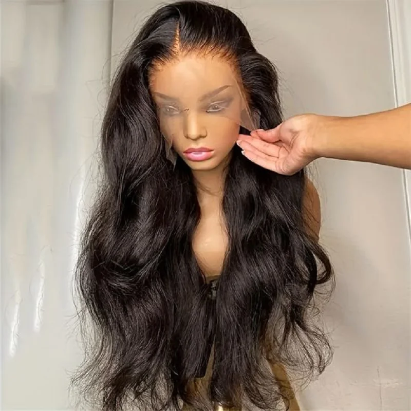 

Glueless Soft Long 26“ 180%Density Natural Black Kinky Curly Lace Front Wig For Women Baby Hair Heat Resistant Preplucked Daily