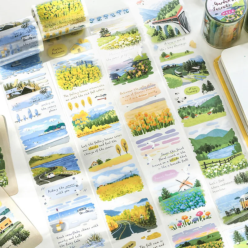 Washi Tape Landscape PET Tapes Aesthetic Stickers For Scrapbook Arts DIY Crafts Journal Supplies Planners Scrapbooking