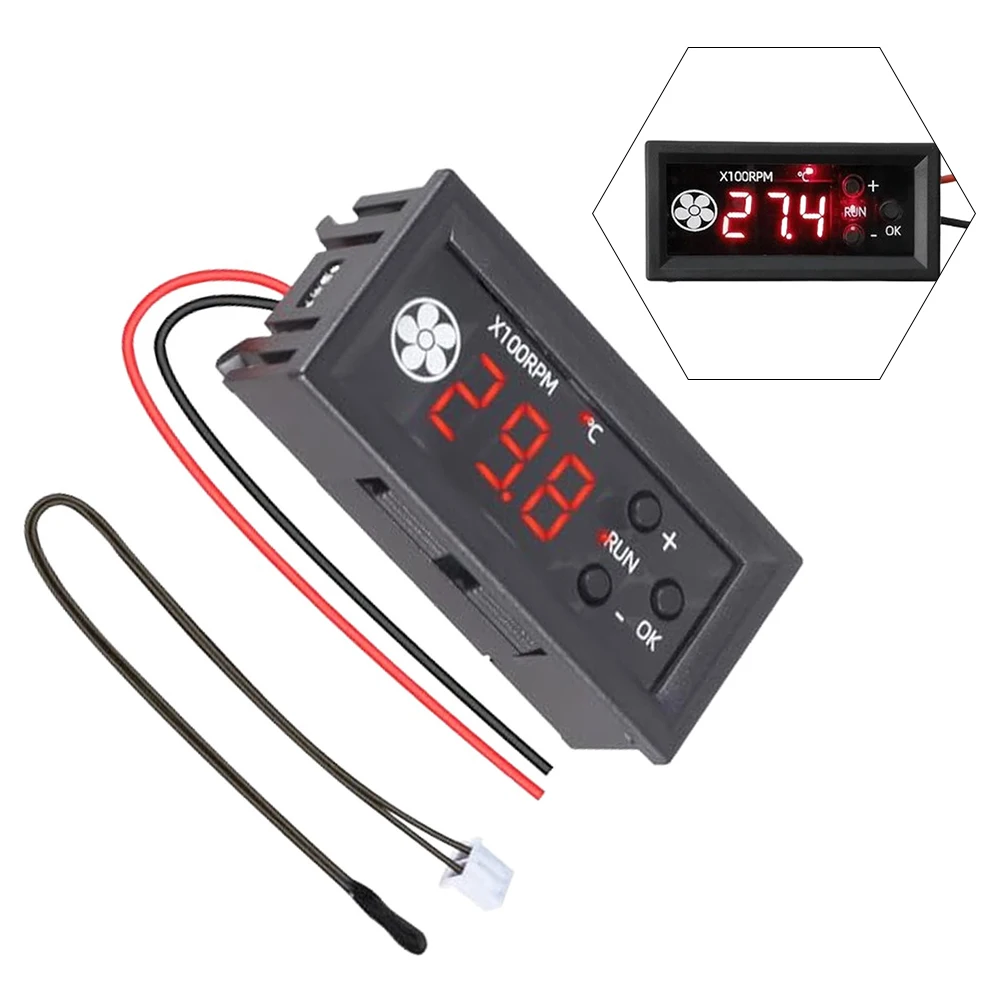 

DC12V Thermostat Digital Display Temperature Controller Sensor For PWM-Fan Temperature Controller Red Black Wire Input And Probe