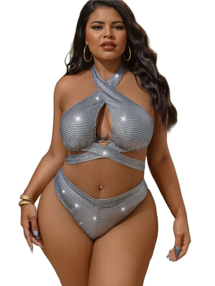 

Плюс размер бикини с высокой талией, женский купальник большого размера с эффектом пуш-ап, лето 2022, Mujer, большой размер, купальник с контролем живота, комплекты бикини